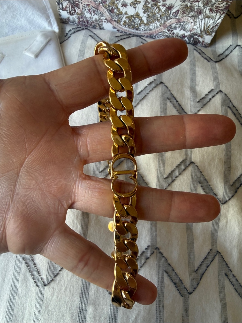 CHRISTIAN DIOR Danseuse Etoile Chain Choker Necklace Gold - Picture 11 of 17